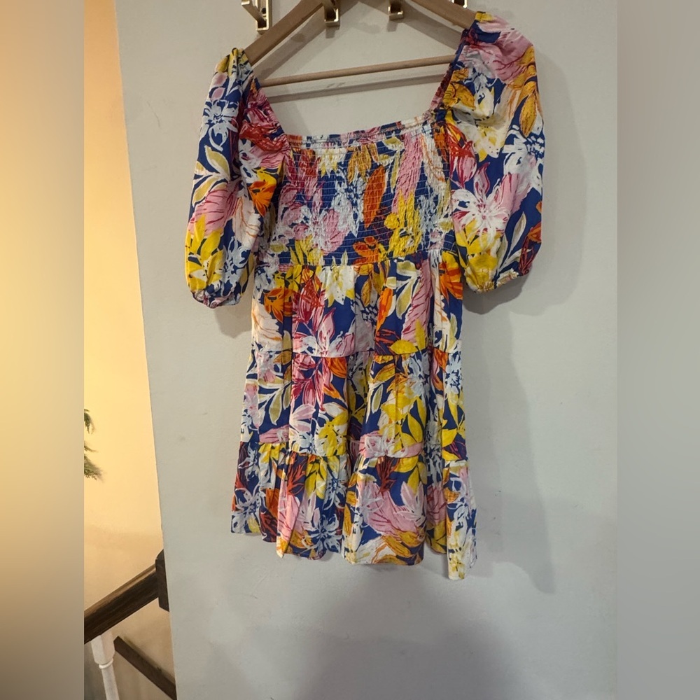 Flying Tomato Smocked Puff Sleeve Cotton Floral Dress S - Anthropologie - Picture 7 of 7